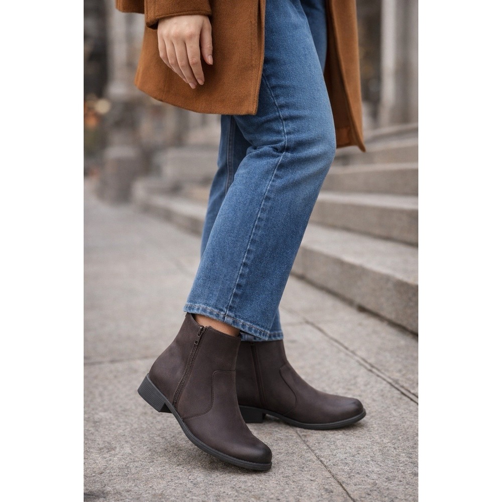 Abeo Biomechanical Ankle Boots Women's 9N Brown Leather Side Zip Comfort